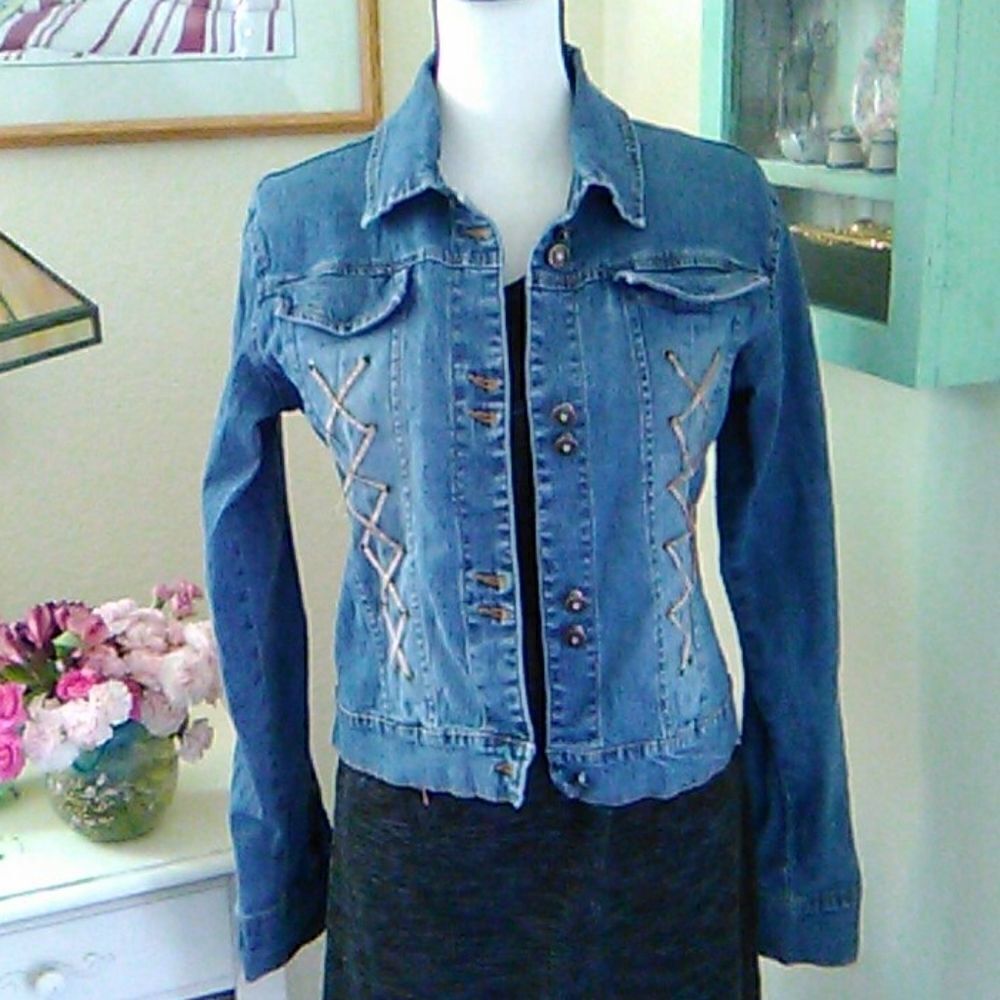 UPCYCLED Angfu Girlee Biker Wear Denim Jacket Coastal Cowgirl Bikercore